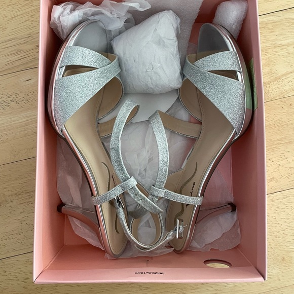 Nina Silver Sparkle Low Heel Evening Shoes - Picture 10 of 11